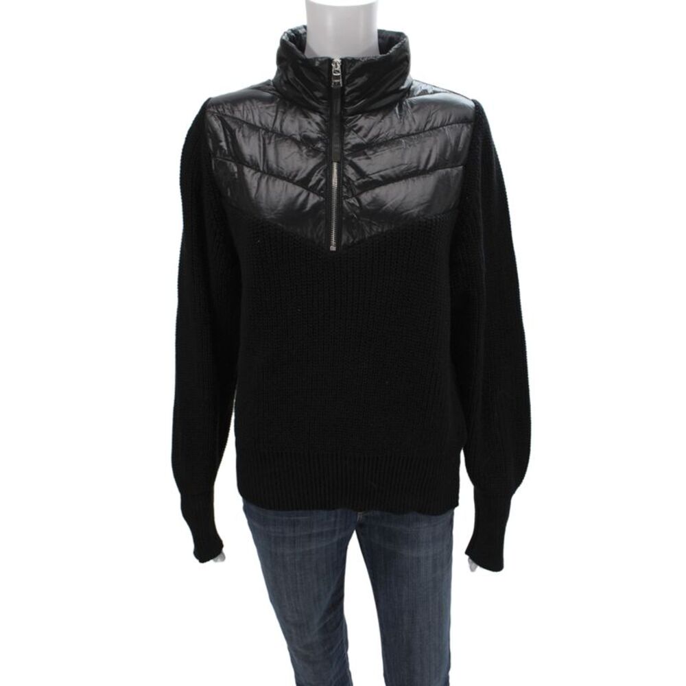 Varley Women Pullover Black High Neck Zipper Long Sleeve Nylon Size S